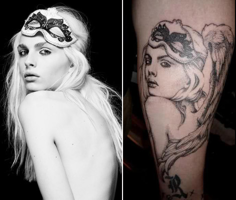 oblivion and face the laser Andrej Pejic with angel wings tattoo