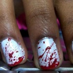 blood splattered manicure for Halloween