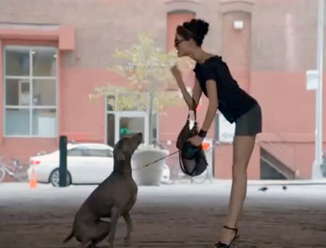 Coco Rocha Running After A Dog For Longchamp’s Spring Summer Ad Campaign