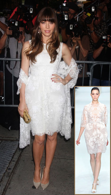 Jessica Biel Bridal Elie Saab White Dress Total Recall Premiere