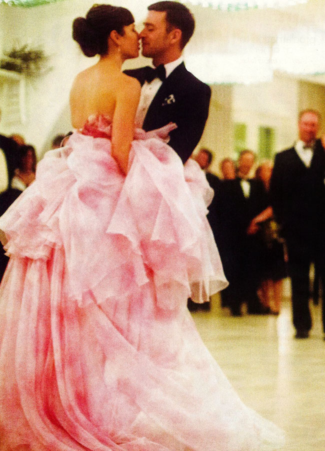 Here’s Jessica Biel’s Giambattista Valli Pink Wedding Dress!