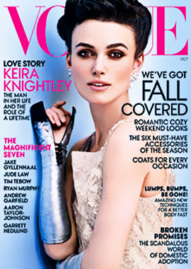 Keira Knightley’s Weird Silver Sleeve On Vogue US October 2012 Cover