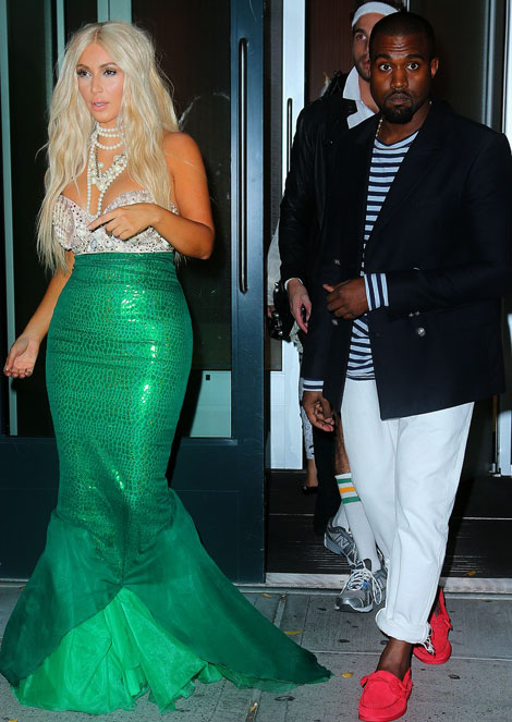 Kim Kardashian s mermaid Halloween costume Kanye dressed as sailor