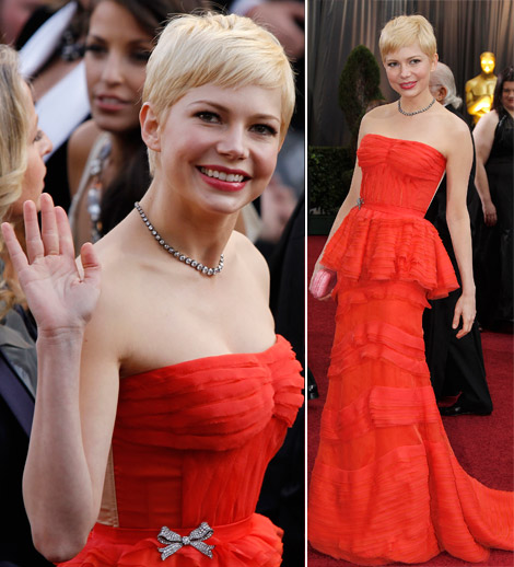 Michelle Williams In Louis Vuitton Red Dress For 2012 Oscars