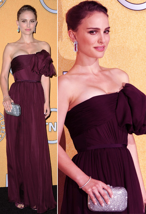 Natalie Portman’s Giambattista Valli Deep Plum Dress 2012 SAG Awards