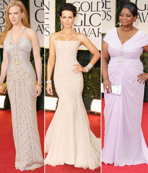 2012 Golden Globe Awards Red Carpet Pale Dresses
