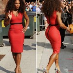 Serena Williams Late Show tight red dress Victoria Beckham