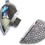 Swarovski crystals USB heart necklace