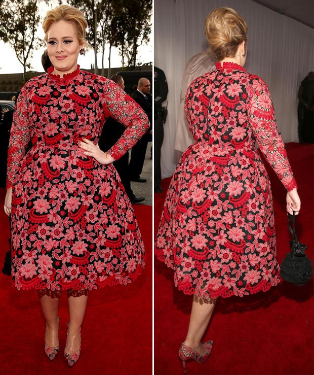 2013 Grammy Awards Winner Adele In Valentino Flowery Dress