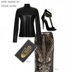 black cocktail fall outfit inspired by Karlie Kloss
