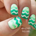green gradient chevron nails for spring