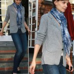 Questionable Style: Katie Holmes Blue Tartan Scarf