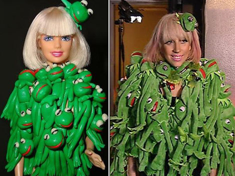 Lady Gaga Barbie Kermit coat