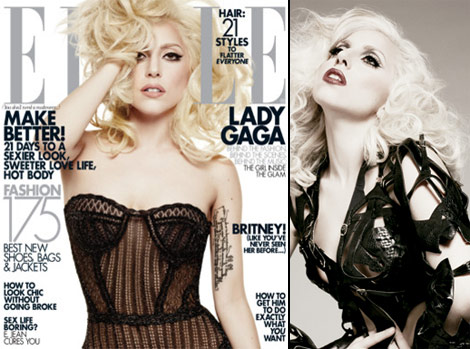 lady gaga before and after nose. Lady Gaga Elle January 2010