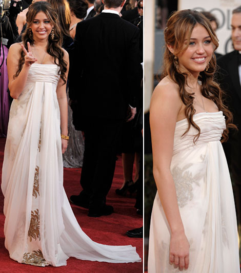 Miley Cyrus And Her Marchesa Dress For Golden Globe Awards 2009
