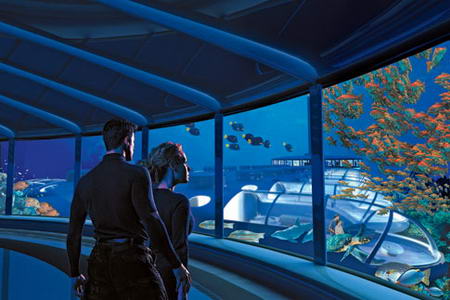 Una vista da uno dei corridoi del Poseidon Undersea Resort