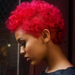 short curly pink hair