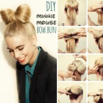 simple DIY spring summer hairstyle minnie mouse bow bun