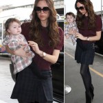 Victoria Beckham, Baby Harper Wear Matching Tartan Outfits