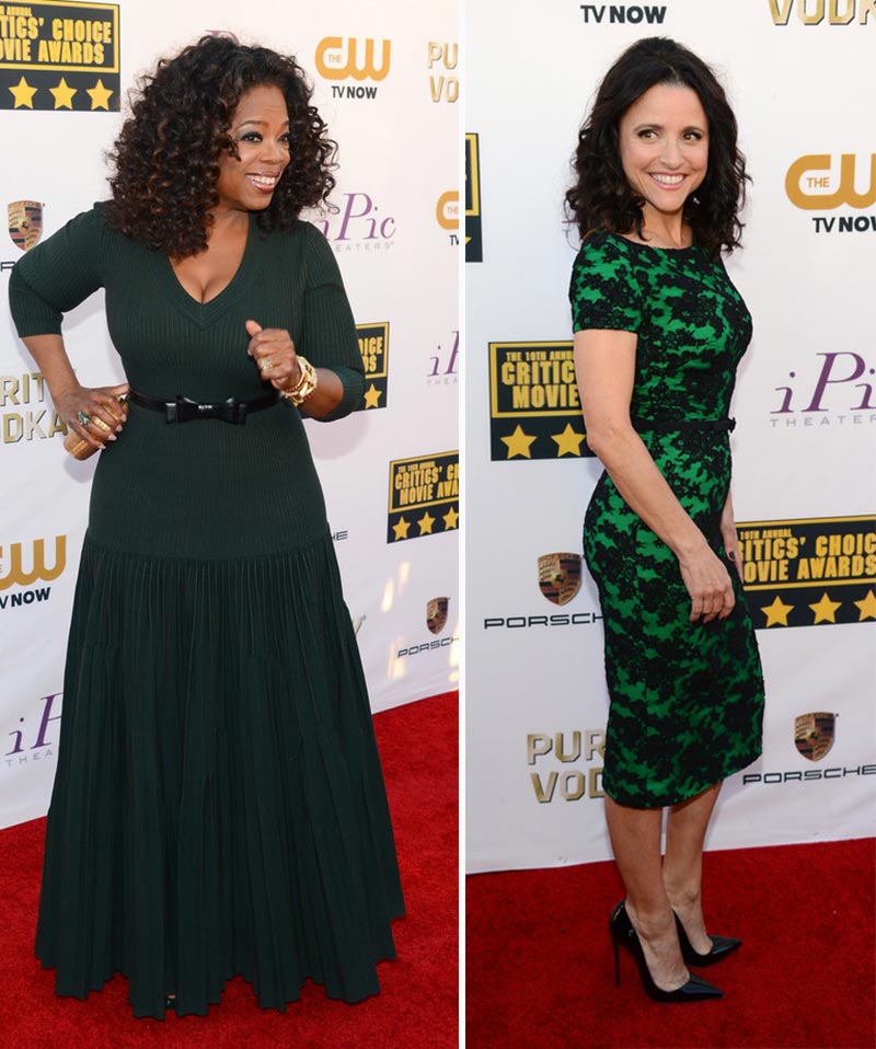 2014 Critics Choice Awards dresses green Oprah Julia Louis Dreyfus
