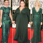 2012 Golden Globes green dresses Kelly Macdonald Melissa McCarthy Laura Dern