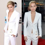 2013 AMAs Red Carpet Miley Cyrus white suit Versus