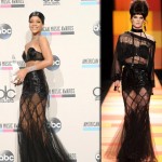 2013 AMAs Red Carpet Rihanna black dress JPGaultier couture