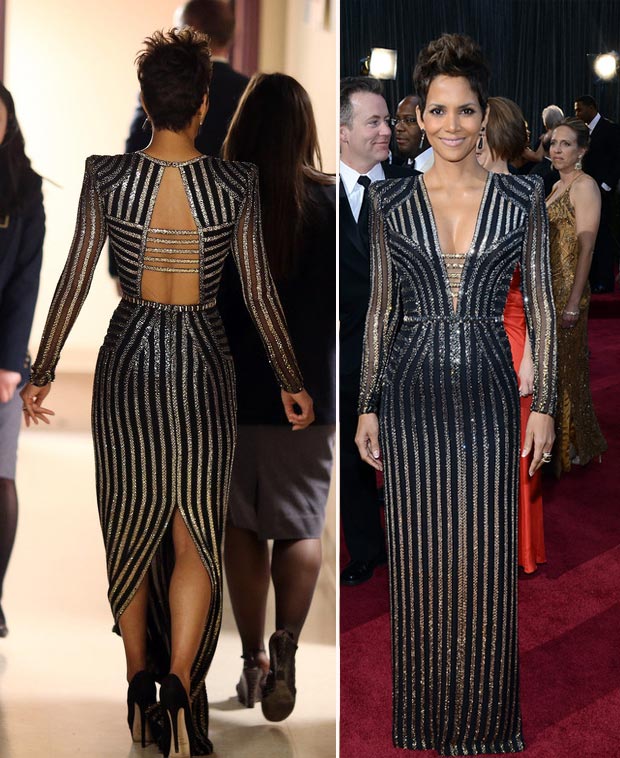 2013 Oscars fashion disappointment Halle Berry black dress