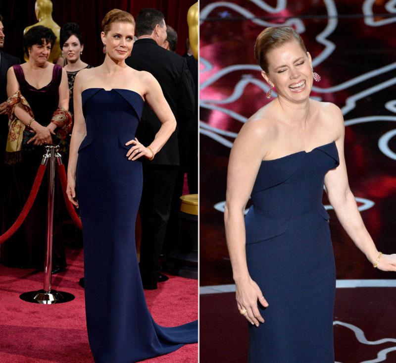 2014 Oscars dresses Amy Adams blue Gucci strapless gown