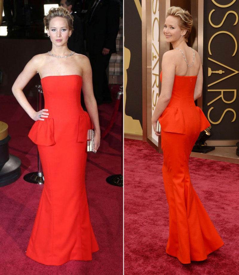 2014 Oscars dresses Jennifer Lawrence red dress Dior Couture