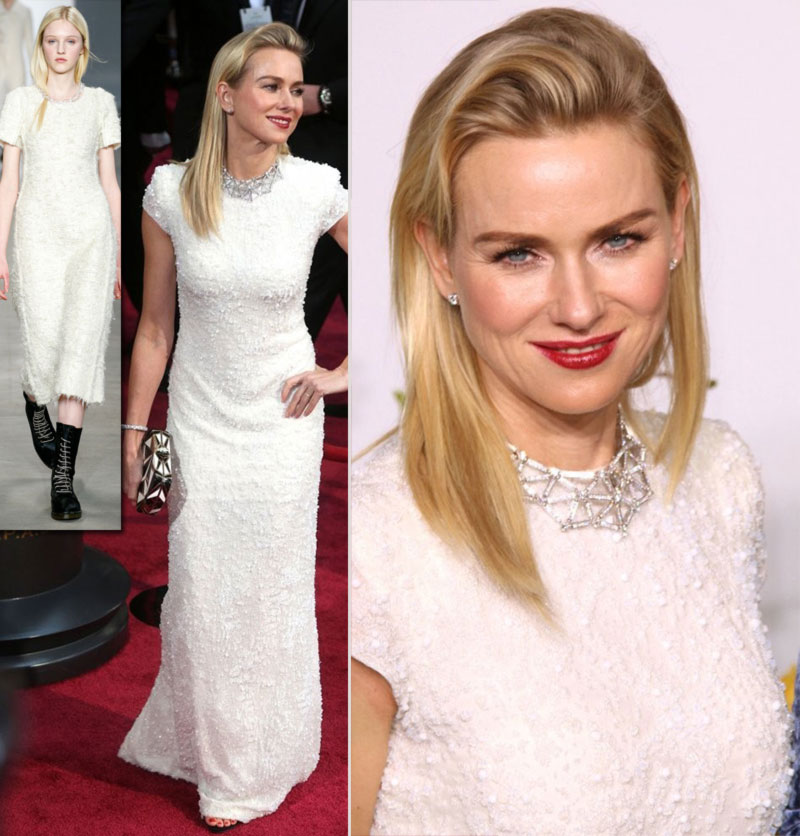 2014 Oscars dresses Naomi Watts Calvin Klein white dress