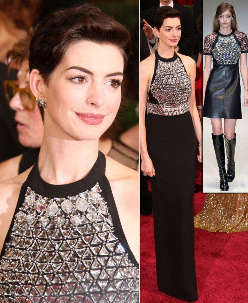 2014 Oscars fashion Anne Hathaway dress Gucci fall14