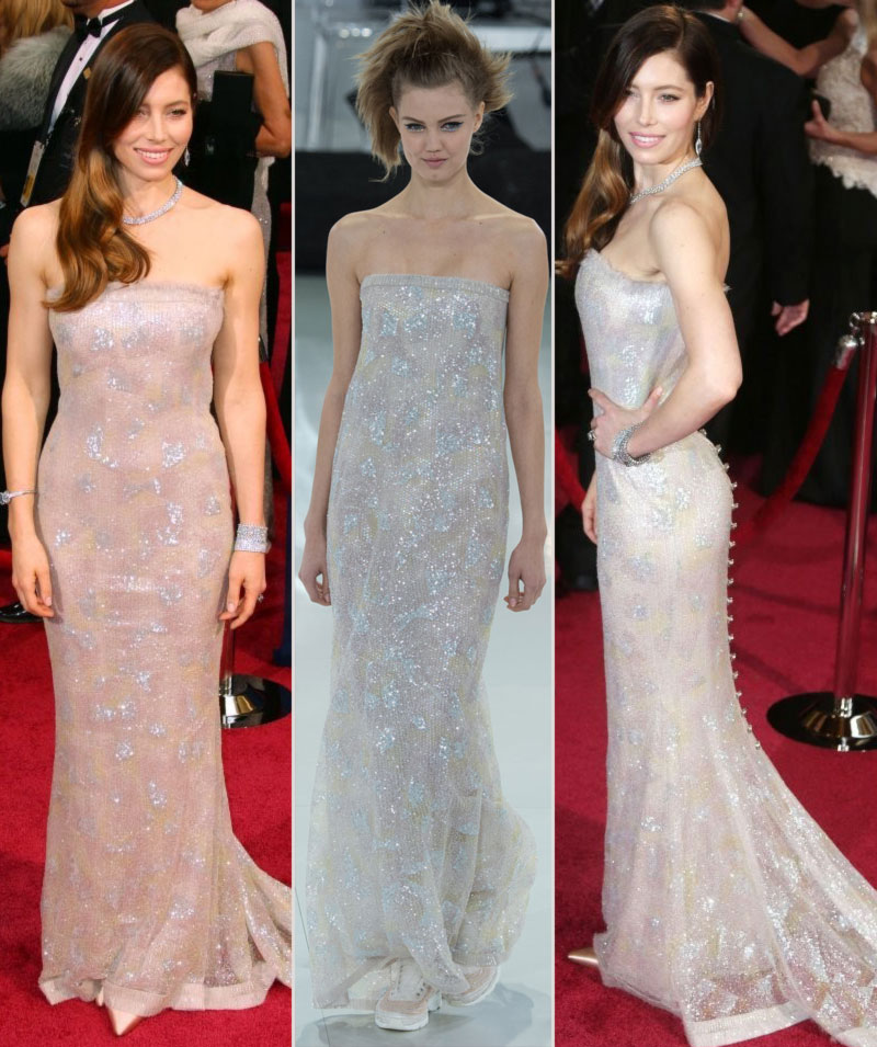 2014 Oscars fashion Jessica Biel Chanel couture dress