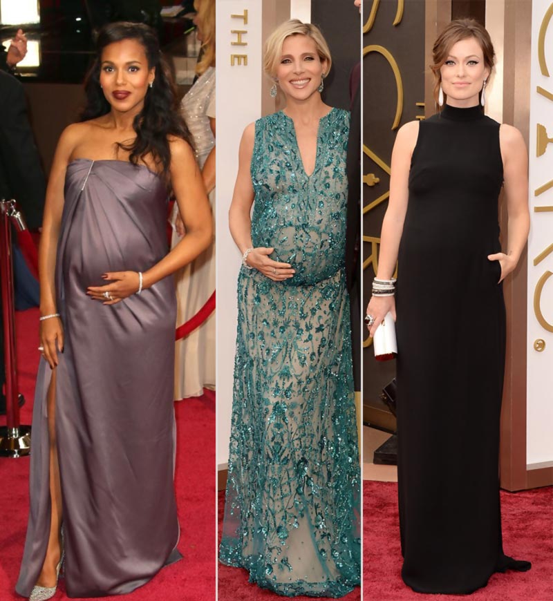 2014 Oscars Red Carpet pregnant fashion Kelly Elsa Olivia