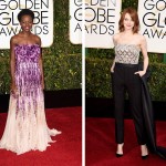 2015 Golden Globes Red Carpet Lupita Nyongo Emma Stone