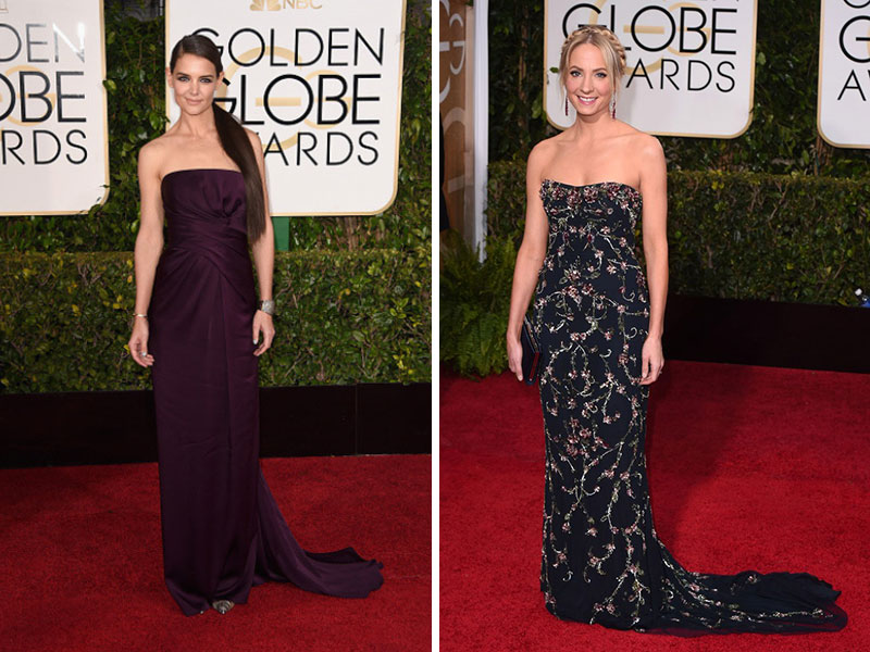 2015 Golden Globes Red Carpet Marchesa dresses Katie Holmes Joanna Froggatt