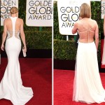 2015 Golden Globes Red Carpet white dress back Kate Hudson Rosamund Pike