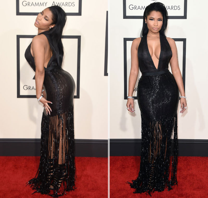 2015 Grammy Awards fashion Nicky Minaj black Tom Ford