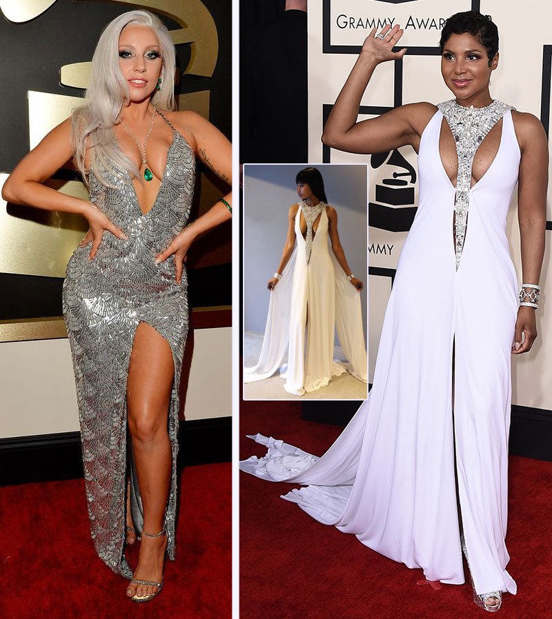 2015 Grammy Awards Red Carpet dresses Lady Gaga Toni Braxton