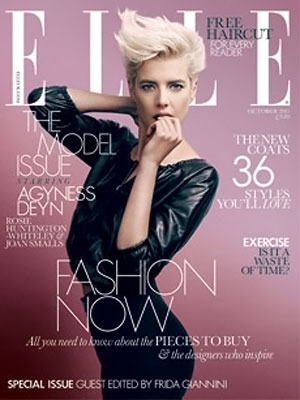 Agyness Deyn Elle UK October 2011 cover