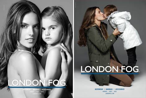 Alessandra Ambrosio with daughter in London Fog ads