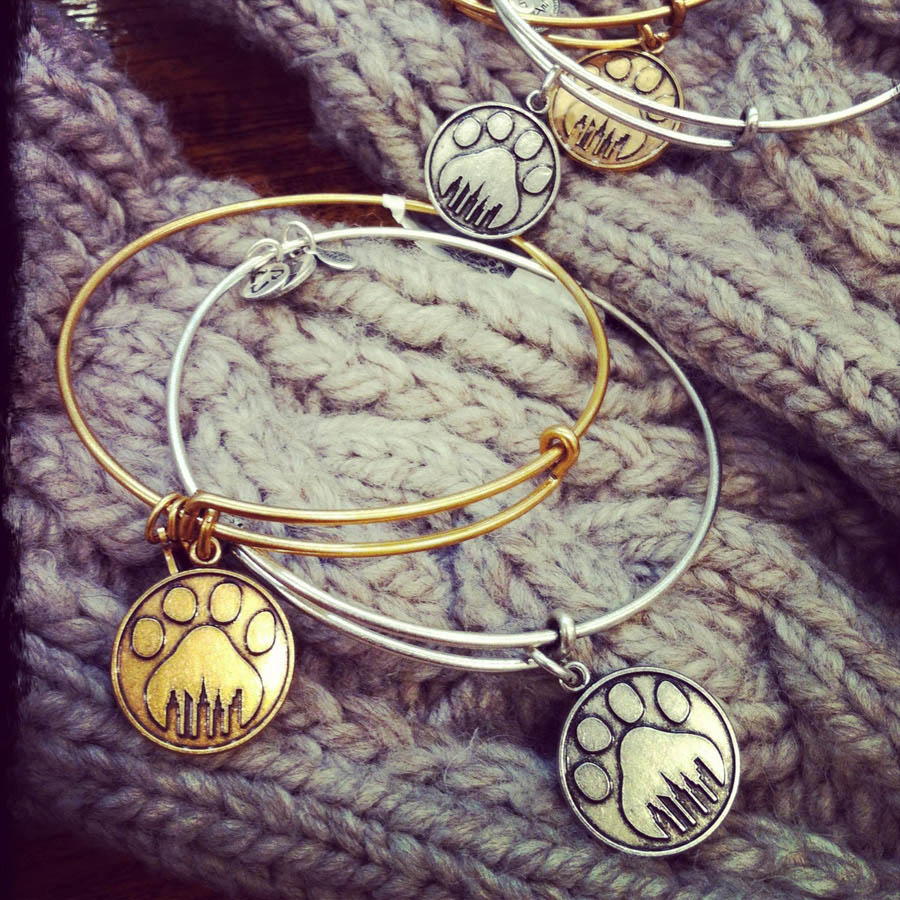 Alex and Ani bangles with paw charm