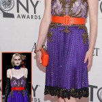 Amanda Seyfried orange lips Givenchy dress Tony Awards