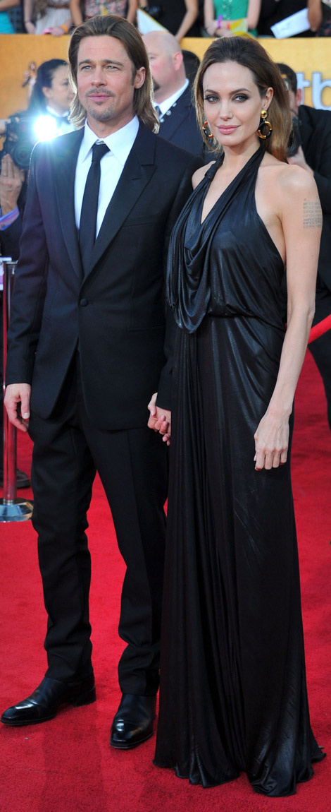Angelina Jolie Jenny Packham black dress 2012 SAG Awards