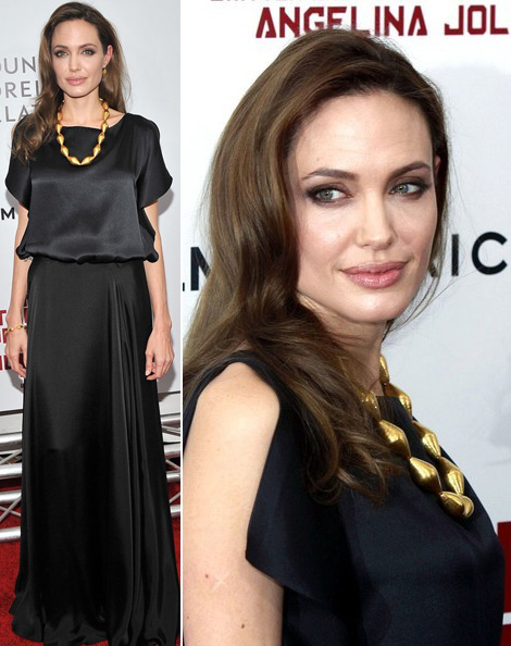 Angelina Jolie black dress movie premiere Land of Blood and Honey