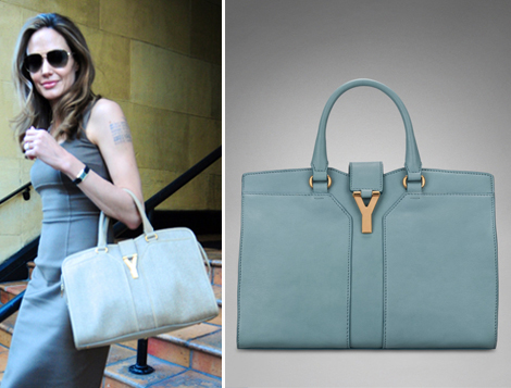 Angelina Jolie s blue bag YSL Chyc Cabas