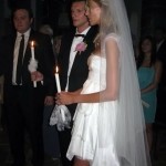 Anja Rubik white wedding dress church wedding ceremony with Sasha Knezevic