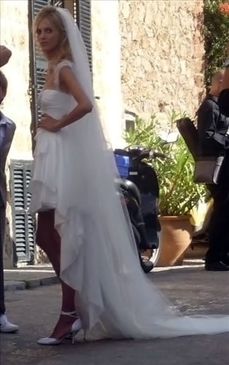 Anja Rubik white wedding dress