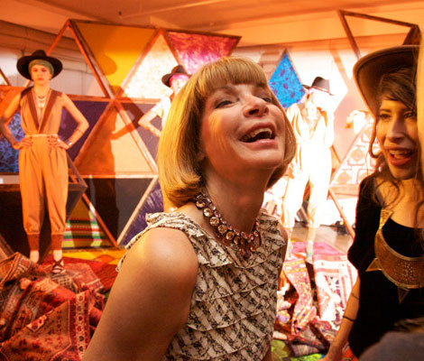 Anna Wintour laughing her heart out
