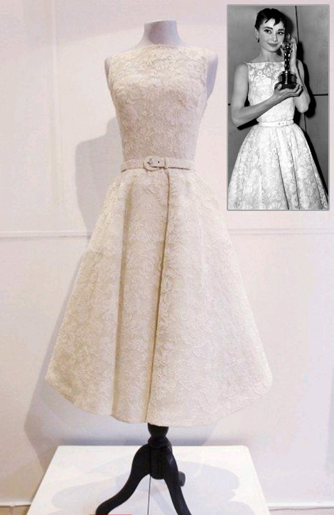 Audrey Hepburn Rome Holiday white lace dress
